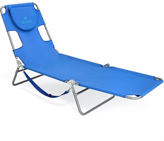 Ostrich Beach Lounge Chair, Folding & Reclining Outdoor Chaise Lounger by OstrichProducts