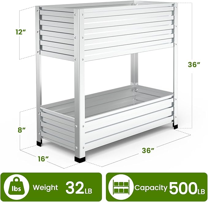 2-Tier Galvanized Raised Garden Bed - Image 2