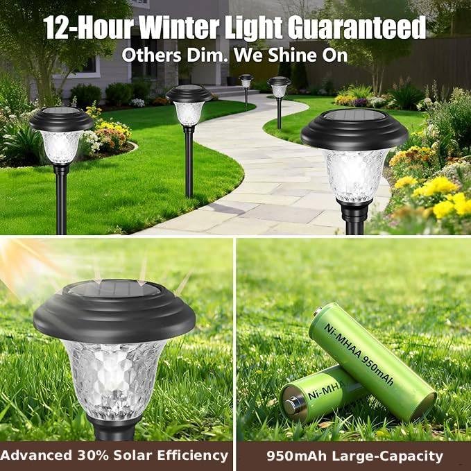 BEAU JARDIN 8 Pack Solar Pathway Lights Outdoor Solar Powered Light Christmas - Image 6