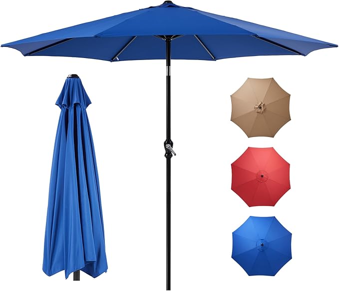 OLIXIS 9ft Patio Umbrella with Tilt and Crank Button & 8 Sturdy Ribs Waterproof by OLIXIS