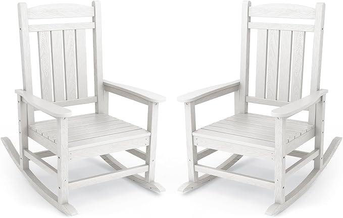 KINGYES Oversized Patio Rocking Chair Set of 2, High Density Polyethylene by KINGYES