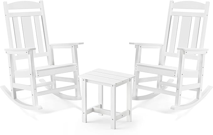 LUE BONA Outdoor Rocking Chairs Set, HDPS Poly Porch Rockers by LUEBONA