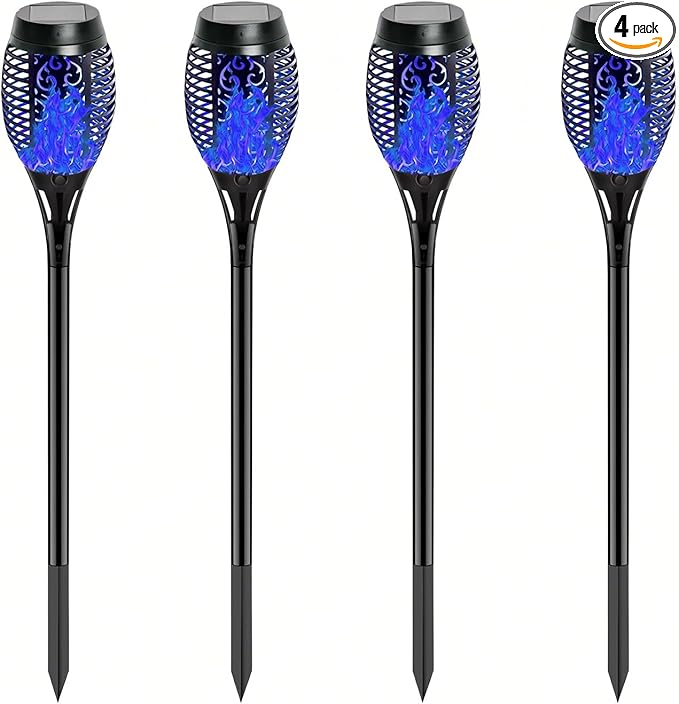 4 Pack Outdoor Solar Flame Light, Solar Lights Outdoor by Unknown