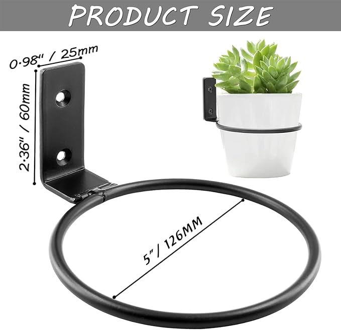 6 Pack 5 inch Flower Pot Holder Ring, Flower Pot Holder Ring Wall Mounted Set - Image 5