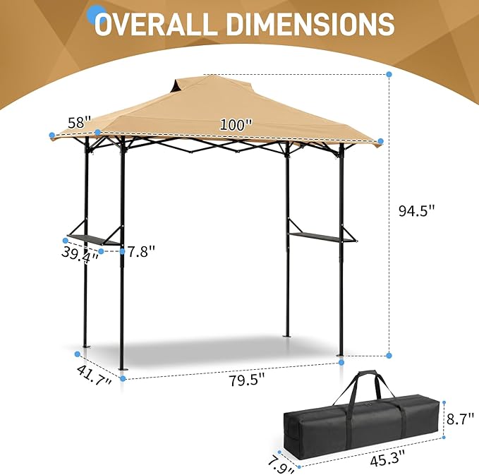 VINGLI 8x5 Pop Up Grill Gazebo BBQ Gazebo - Image 4