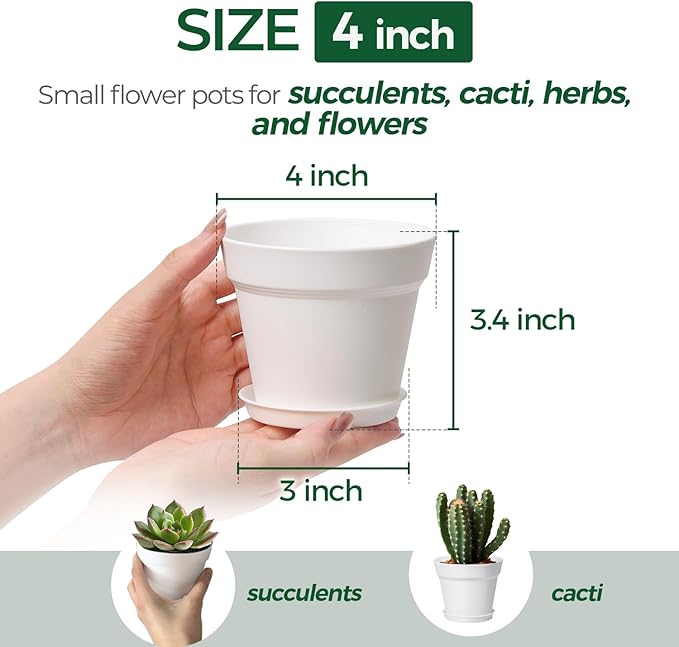 T4U 4 Inch Plant Pots 18-Pack, Small Flower Pots - Image 2