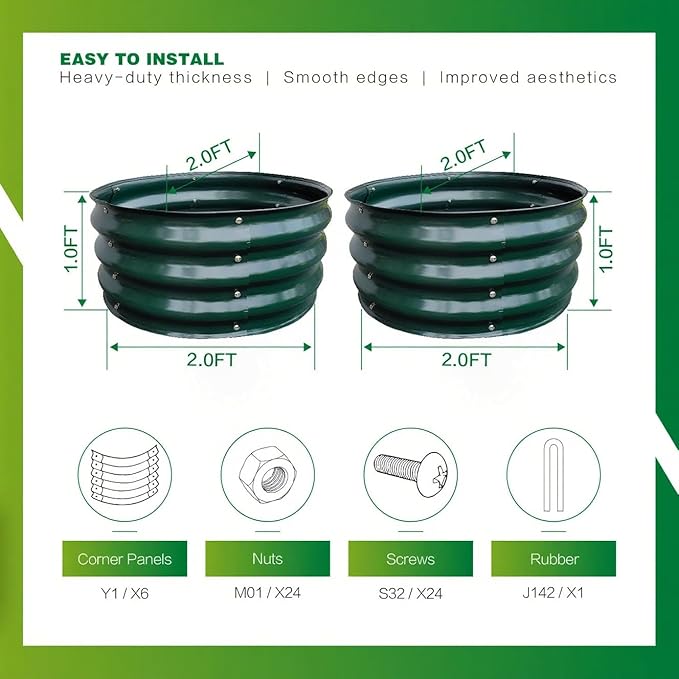 GARDMAX 2 Pack 2x2x1FT Galvanized Round Raised Garden Bed Kit, Metal Planter - Image 5