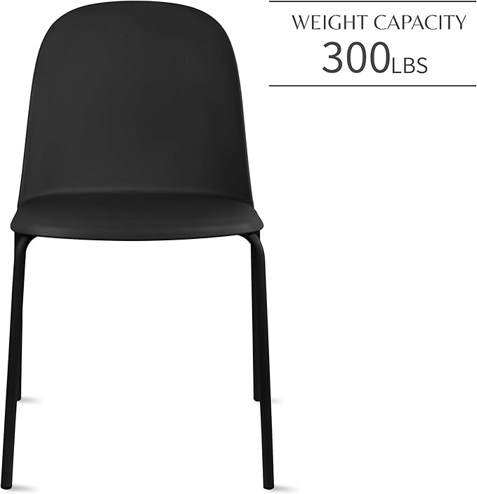 2xhome Modern Stackable Armless Dining Chair, Plastic Shell Seat - Image 4