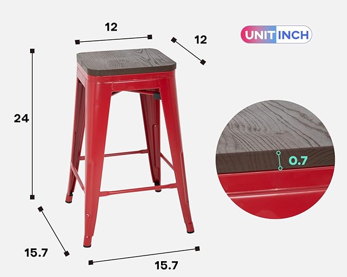 FDW Metal Bar Stools Counter Height Barstool Stackable Barstools Indoor Outdoor - Image 3