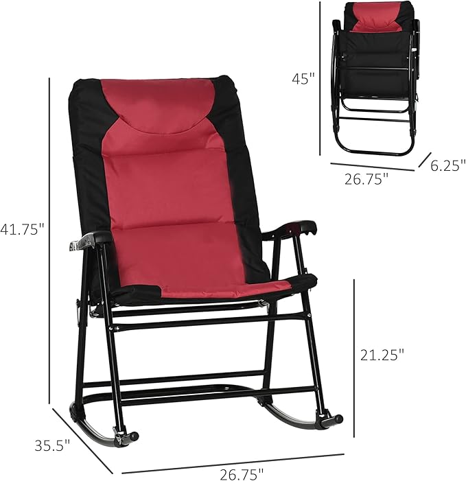 Outsunny Oversized Folding Rocking Camping Chair Set of 2, Padded Outdoor - Image 3