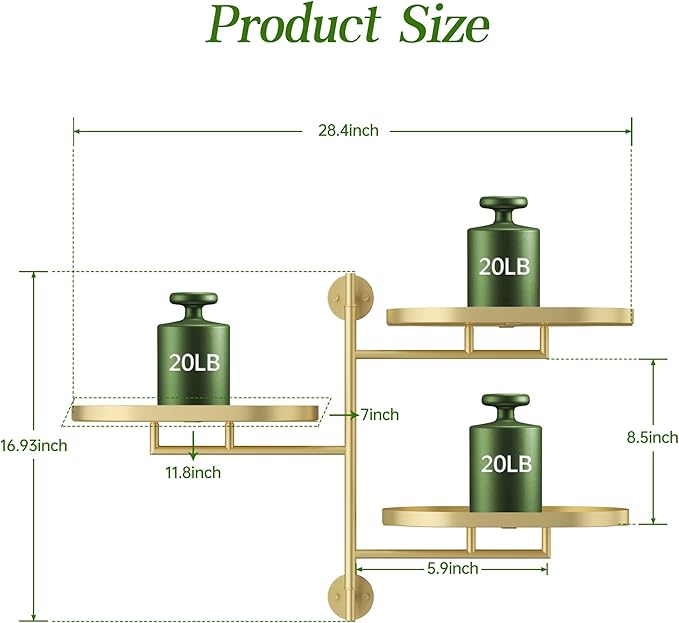 Window Rotating Plant Stand Shelf Indoor Gold Metal Floating Shelves 3-Tier - Image 4
