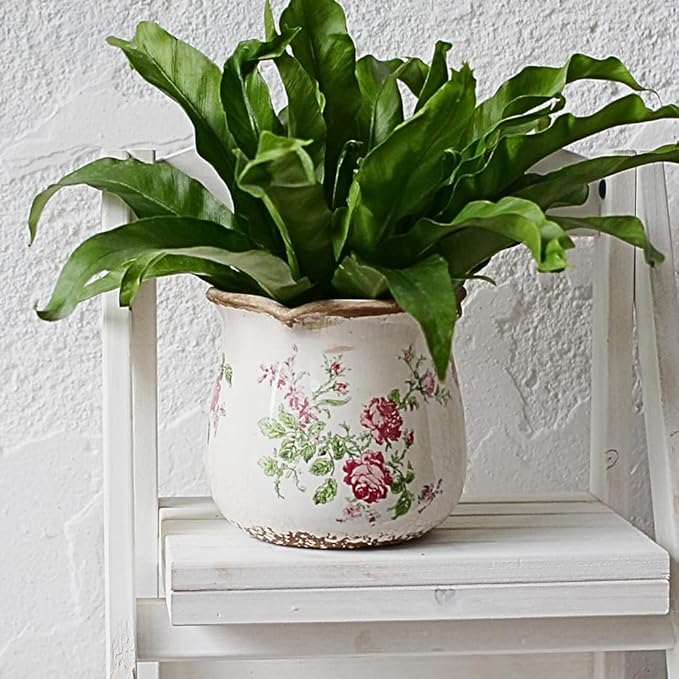 Shabby Chic Flower Pot, 6.11 Inch Ceramic Planter - Image 8