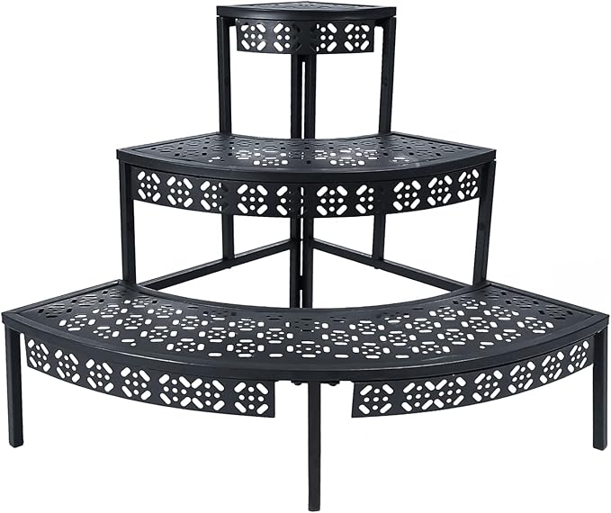 3 Tier Plant Stand Semi-Circular Flower Pot Organizer Rack Quarter Round Plant by Garden4you
