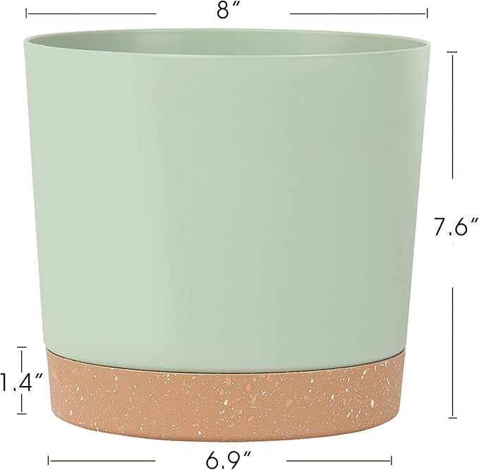 kubvici Indoor Plant Pots Set of 2 Planters 8 inch Plastic Planter - Image 3