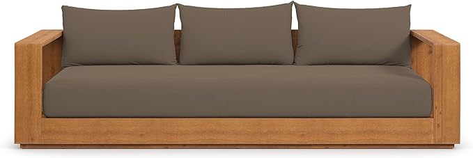 Modway Tahoe Acacia Wood Outdoor Patio Sofa in Natural Cocoa - Image 3