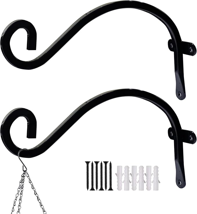 Hourleey 2 Pack Plant Hanger Outdoor, 8 Inch Heavy-Duty Hanging Plant Hook by Hourleey