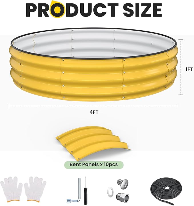 Galvanized Raised Garden Bed 4×4×1 FT, Round Metal Raised Garden Bed Outdoor - Image 5