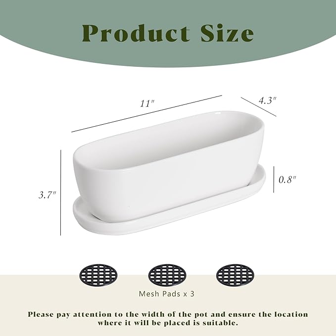 E-liu Oval Ceramic Planter Pot - Image 2