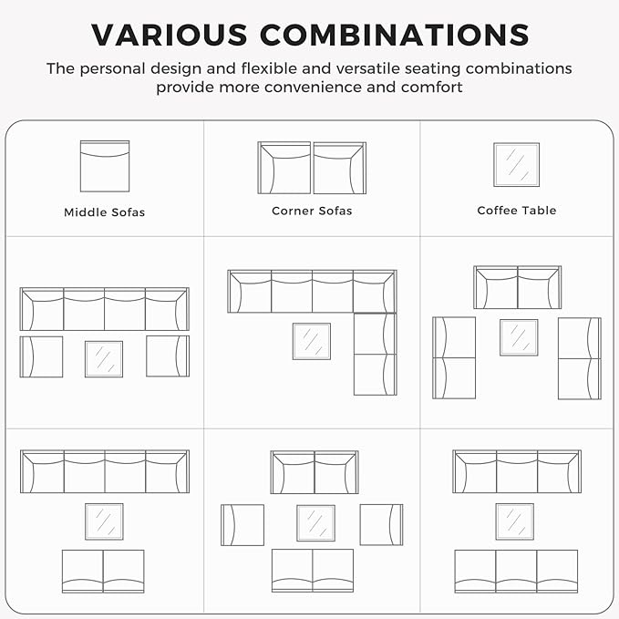 Grand patio 5-Piece Wicker Patio Furniture Set, Retro Outdoor Sectional Sofa - Image 8