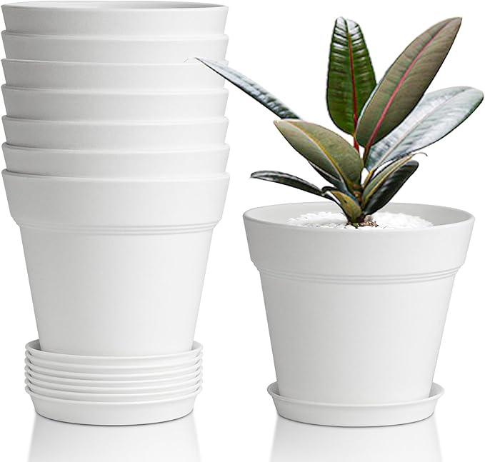 T4U 4 Inch Plant Pots 8-Pack, Small Flower Pots by T4U