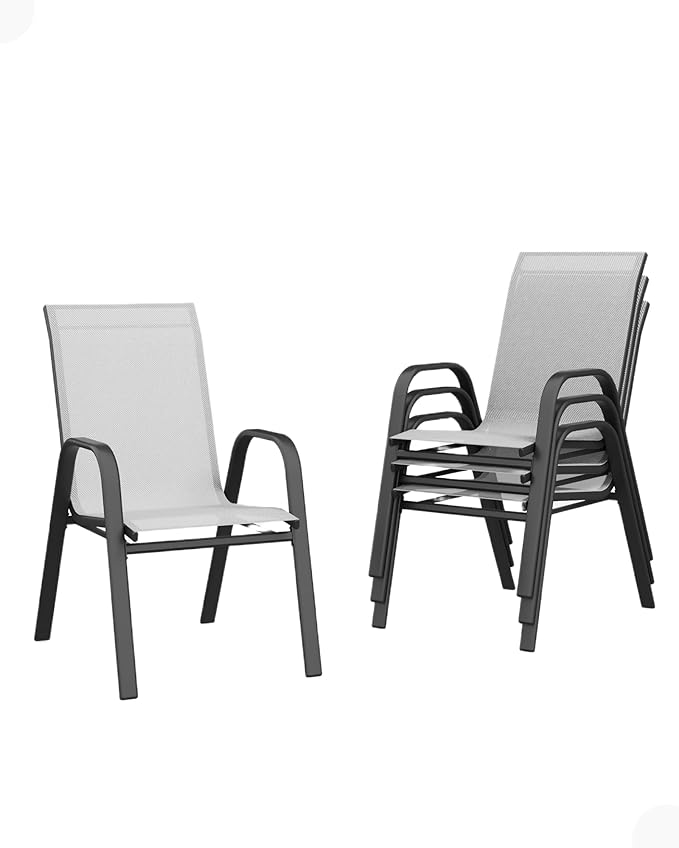 Outdoor Stackable Dining Chairs Set of 4, High-Back Patio Stacking Chairs - Image 8