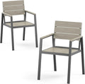 Outdoor Patio Dining Chairs Set of 2, Aluminum & HDPS All-Weather Dining Chiars by ComfCove
