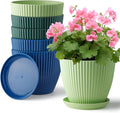 Plastic Plant Pots, 6 Pack 7.5 Inch Flower Pots by RooTrimmer
