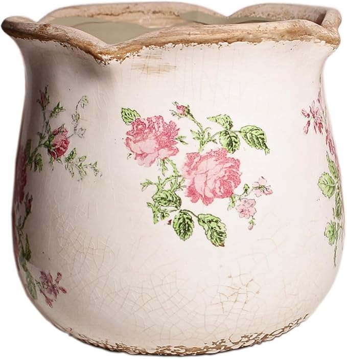 Shabby Chic Flower Pot, 6.11 Inch Ceramic Planter - Image 2