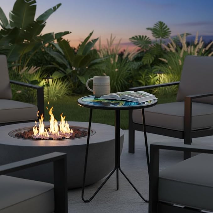 LIFFY Patio Side Tables, Round Decorative Plant Stand & Accent Table - Image 7