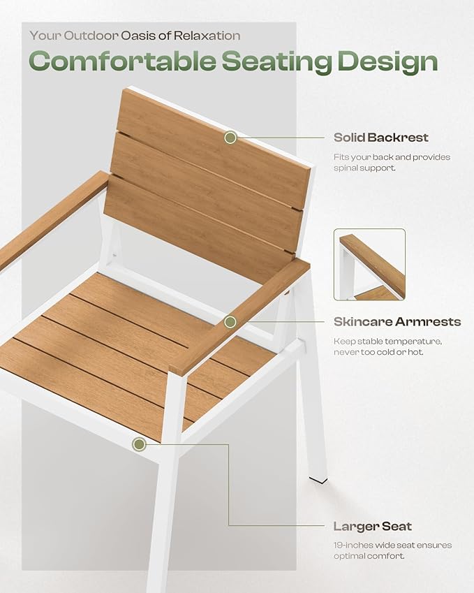 Outdoor Patio Dining Chairs Set of 2, 350LBS Capacity Aluminum Patio Dining - Image 3
