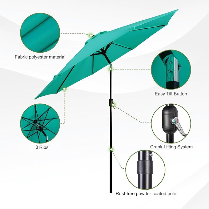 Backyard Expressions 9 ft. Patio Umbrella, Market Table Umbrella w/Tilt and - Image 4