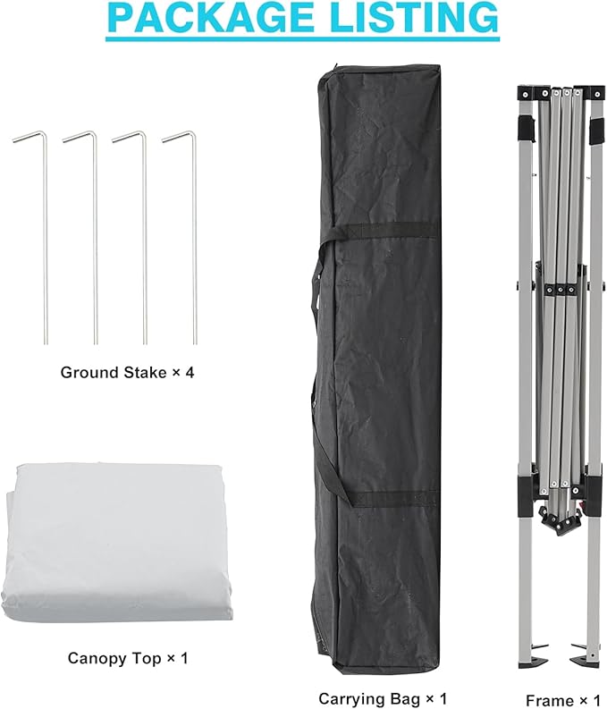 Canopy Tent, 10X10 FT Pop Up Canopy Outdoor Instant Tent Slant Legs - Image 6