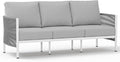Aluminum Outdoor Patio Couch, 3 Seats HDPE Rope Patio Sofa by Oasbira