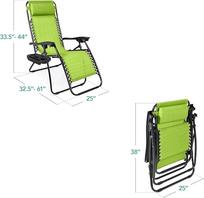 Best Choice Products Set of 2 Adjustable Steel Mesh Zero Gravity Lounge Chair - Image 3