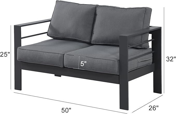 Wisteria Lane Patio Furniture Aluminum Loveseat, All-Weather Outdoor 2 Seats - Image 3