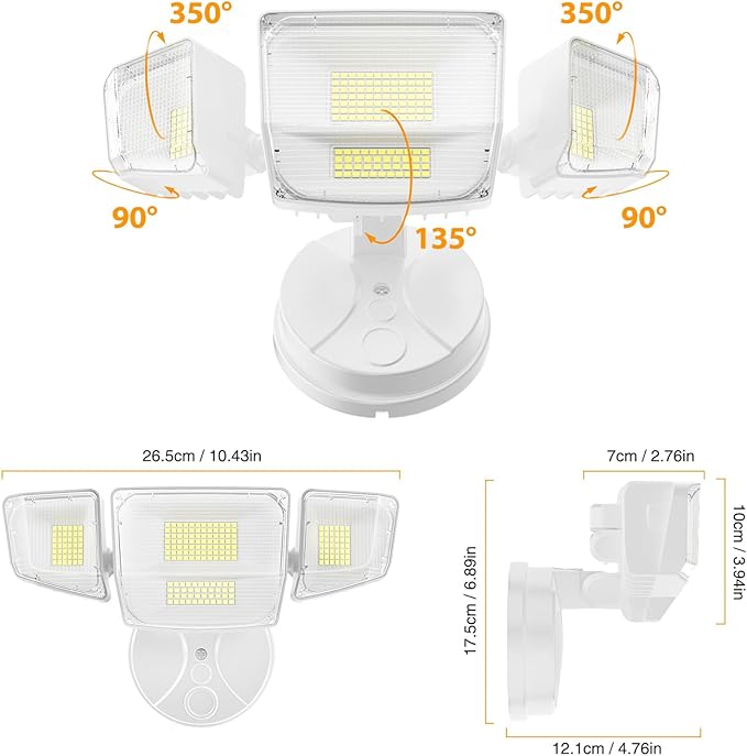 Onforu 90W Flood Lights Outdoor, 10000LM Ultra Bright 4-Head LED Security Light - Image 9