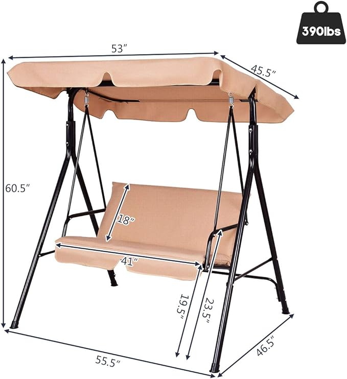 Tangkula 2 Person Porch Swing, Outdoor Swing - Image 5