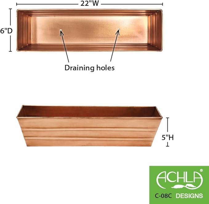 Achla Designs Copper PlatedWindow Flower Box Planter-Small - Image 5