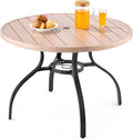 VEVOR Outdoor Patio Dining Table, 41 inch Round Wood-Like Steel Slat Backyard by VEVOR