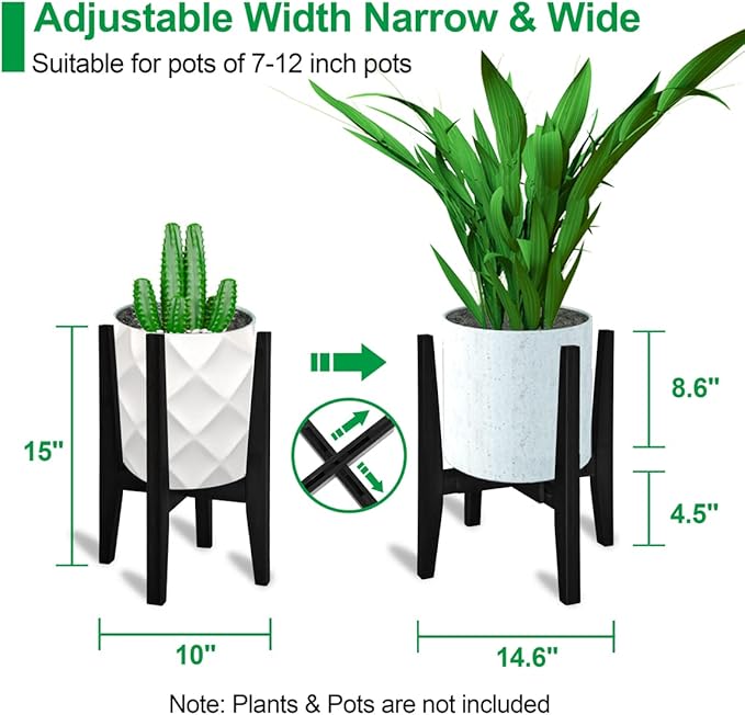 OERGKE Adjustable Plant Stand Indoor, Bamboo Mid Century Modern Plants Stands - Image 3