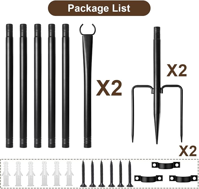 2 Pack String Light Poles for Outside, Thickened Metal Lights Hanger Pole - Image 7