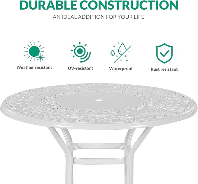 VIVIJASON 5-Piece Patio Swivel Bar Stools Set, All Weather Cast Aluminum - Image 4