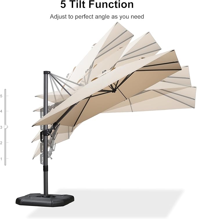PURPLE LEAF 8.8' X 8.8' Left-right Tilt Patio Umbrella Outdoor Cantilever - Image 8
