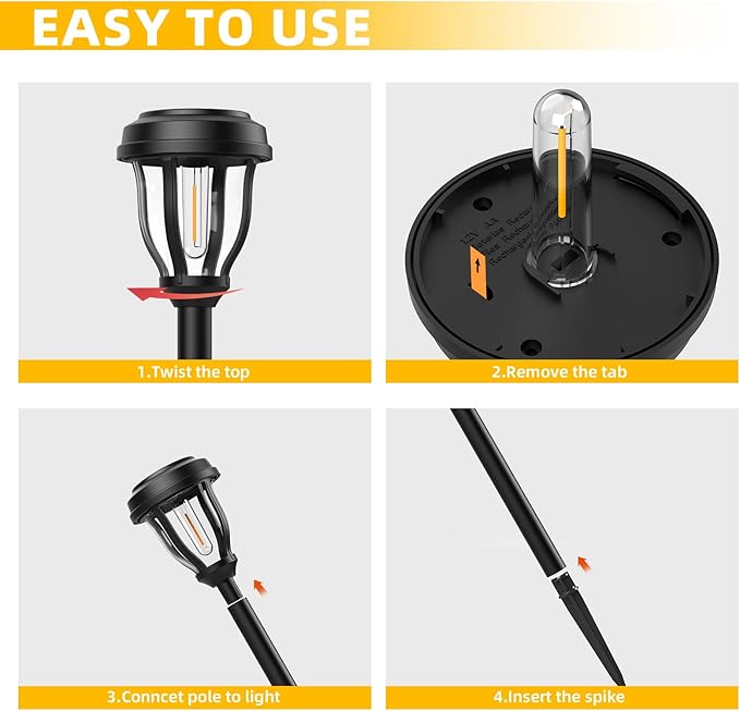 DERAYSION 6 Pack Solar Lights Outdoor, Solar Pathway Lights Waterproof Garden - Image 6