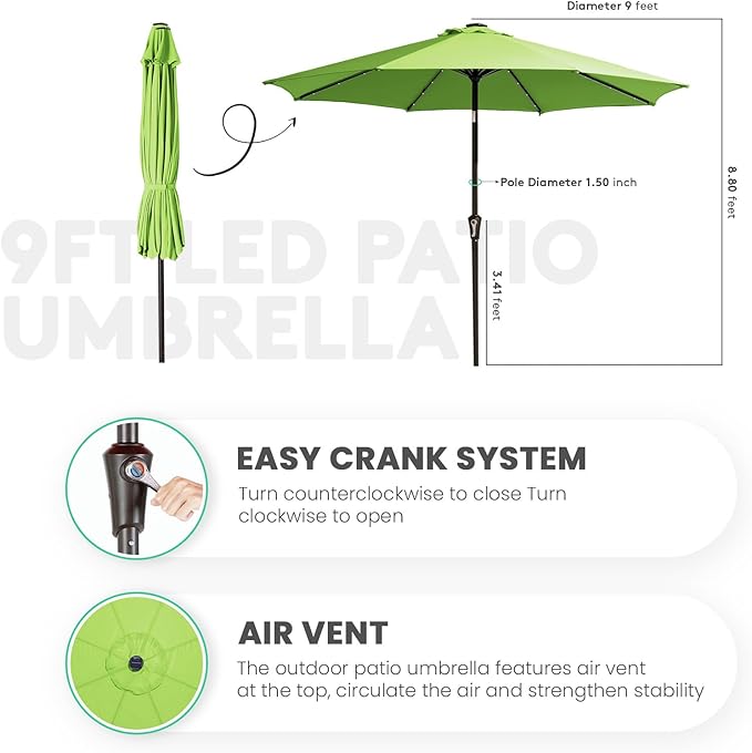 JEAREY 9FT Outdoor Patio Umbrella - Image 3
