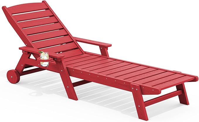 SERWALL Patio Chaise Lounge Chair, Poly Lounge Chair by SERWALL