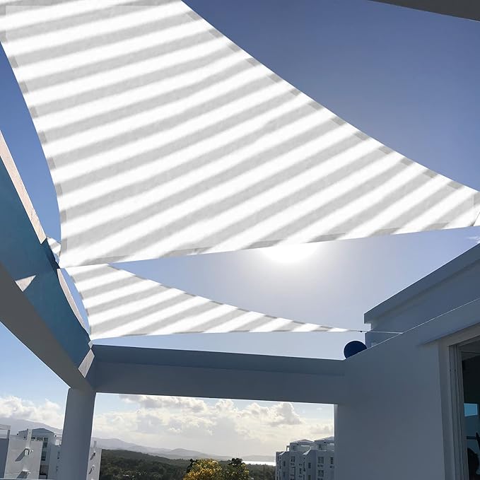 SUNNY GUARD Sun Shade Sail 10'x10'x10' Triangle Grey-White UV Block Sunshade by SUNNYGUARD