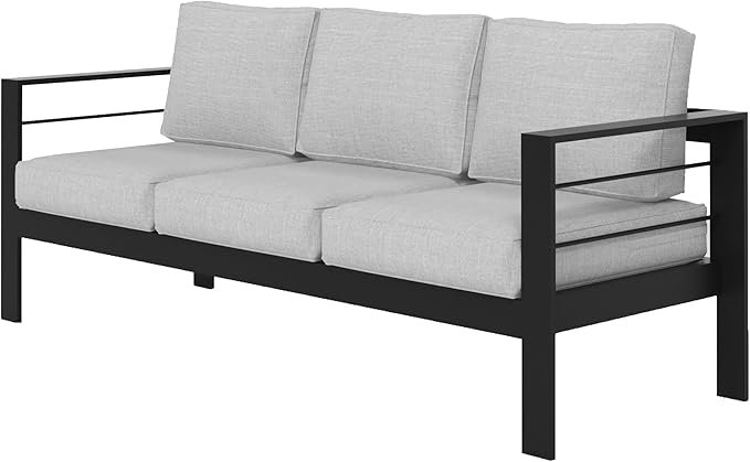 Wisteria Lane Patio Furniture Aluminum Sofa, All-Weather Outdoor 3 Seats Couch - Image 7