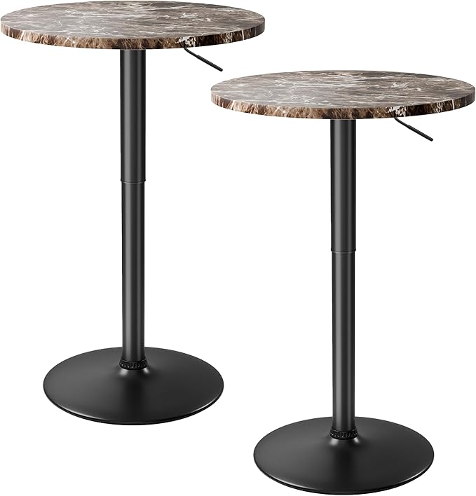 Flamaker Round Bistro Pub Table 23.6 Inch Height Adjustable 360° Swivel Bar by Flamaker