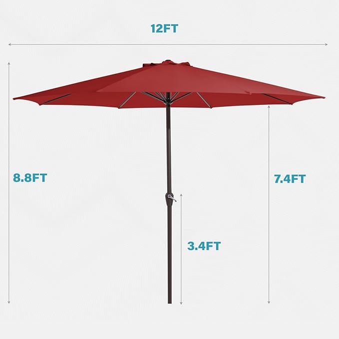MEWAY 12ft Patio Umbrella Outdoor Table Umbrellas - Image 7